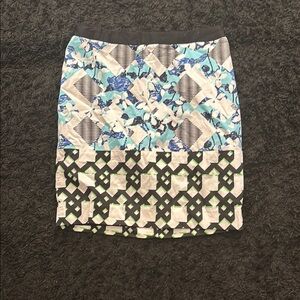 Peter Pilotto for Target Blue and Tan Mini Pencil Skirt Resort Wear